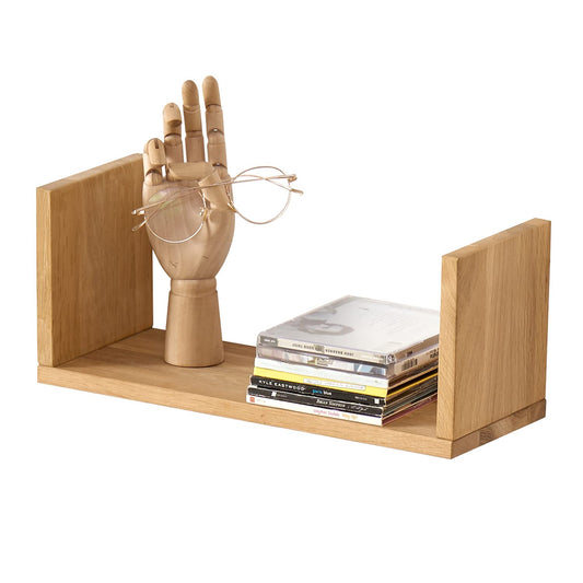 OAKERLAND Solid Oak Floating Shelf 40cm U-Shaped Wooden Wall Shelf for Living Room, Bedroom & Office Décor