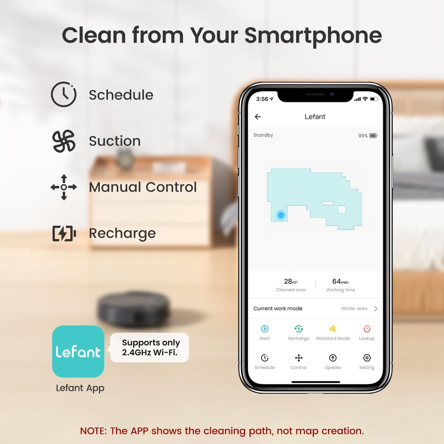 Lefant M210P Robot Vacuum Cleaner – Thin, Self-Charging, Pet Hair & Carpet Friendly