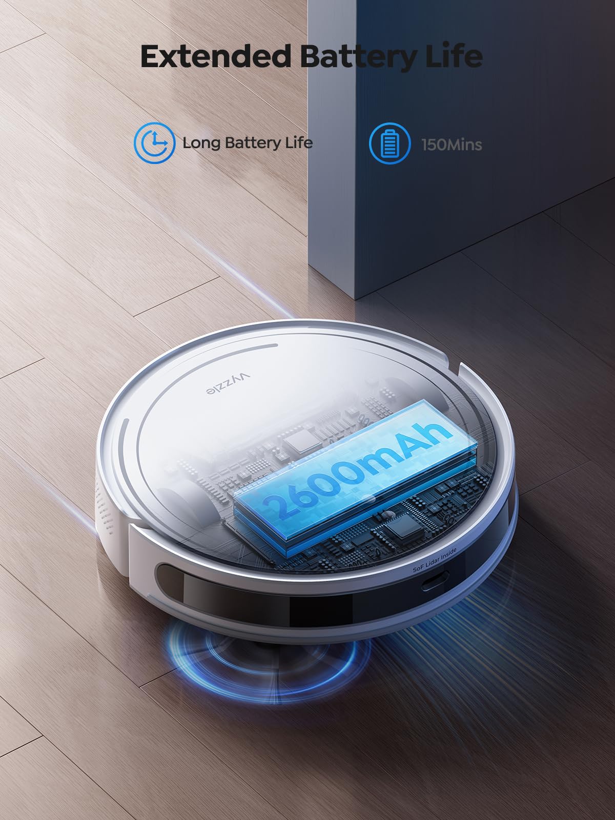 Vyzzle D10 Robot Vacuum Cleaner with Mop – 5,000Pa Suction & LiDAR Navigation